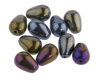 Contemporary Czech Purple Iris Teardrop Bead. 6x9mm. Pkg of 10. b11-mi-0068