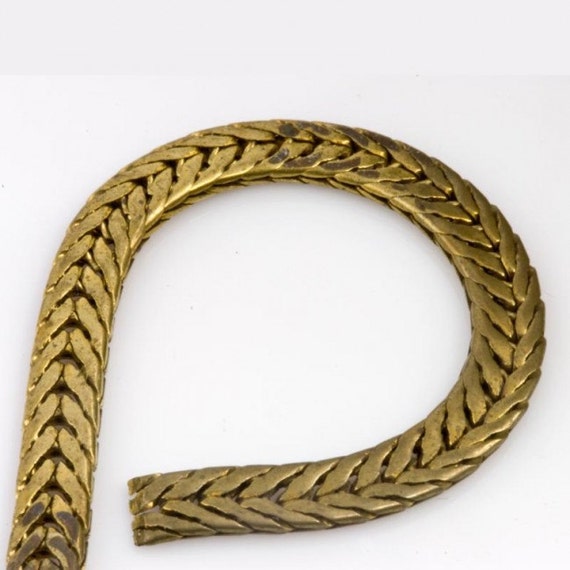 Vintage Solid Brass Flat Foxtail Chain 4mm Wide per Foot. B12