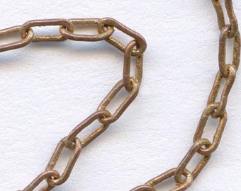 Vintage red brass fine cable chain. 3x1mm. Sold by the foot. b12-chn534b