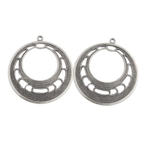 Vintage sterling silver plated brass filigree hoop.  30mm Pkg. of 2. b9-0736s