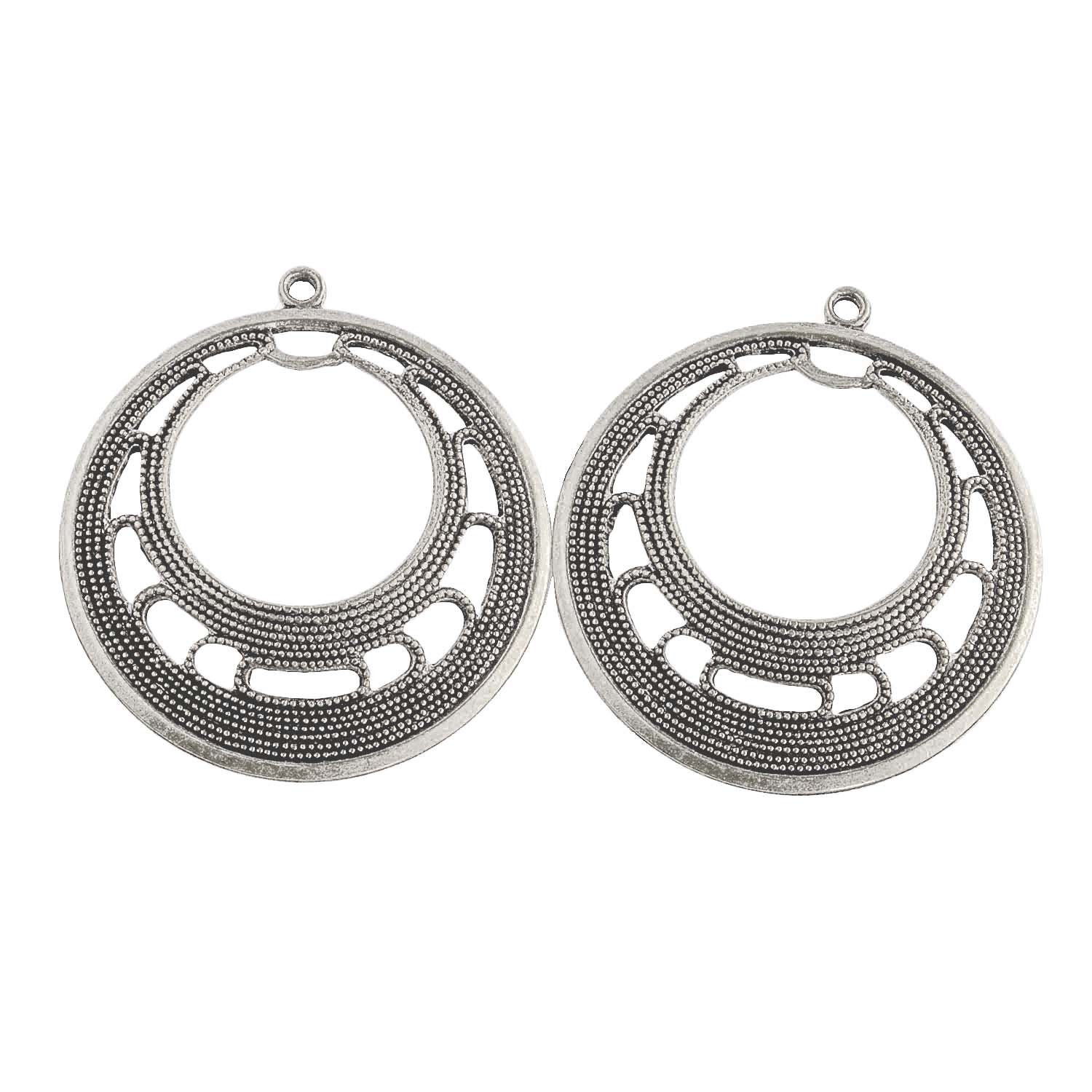 【500円引きクーポン】 Plated Silver Sterling Vintage Brass Pkg 30mm Hoop. Filigree その他