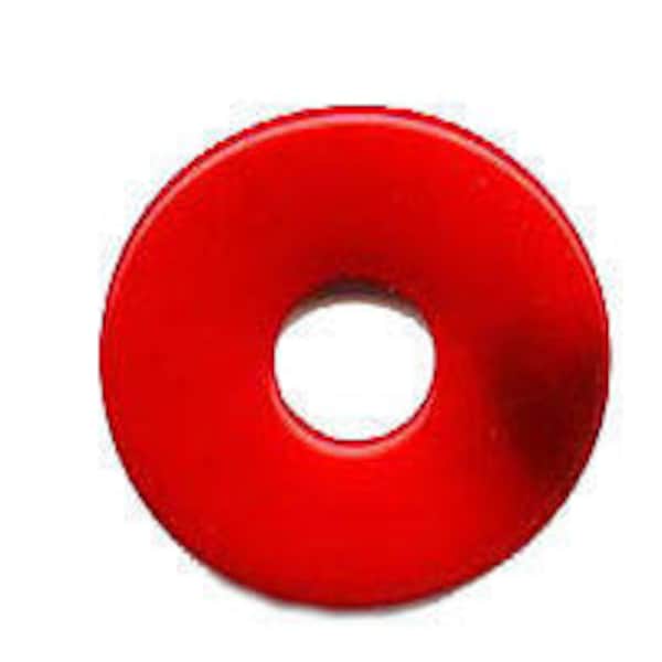 Old Bohemian Gablonz red coral glass donuts. 34mm. Pkg of 1. b11-rd-0771