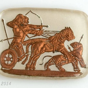 Ancient charioteer with bow and arrow intaglio. 28x22mm. West Germany. 1950&#39;s. Pkg of 1. b5-911