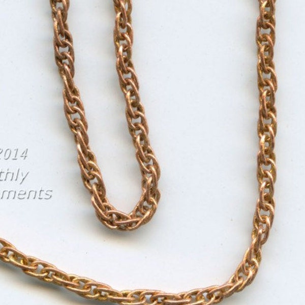 Vintage solid brass super  fine 2x1mm double rope chain sold by the foot. b12-chn678