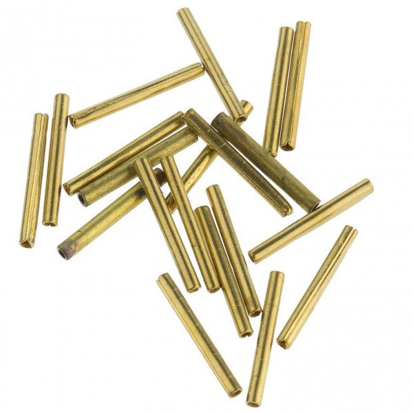 Vintage solid brass bugles. 13mm. Pkg of 50. b18-0200