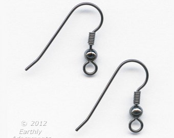 French earwire / Shepherd's Hook ear wire. 20mm. Gunmetal finish. 20 pcs. b9-2190