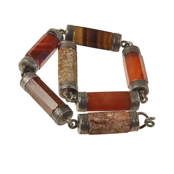 Victorian Scottish Hexagonal agate gemstone brace… - image 2