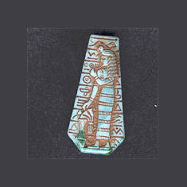 Egyptian Revival Turquoise Glass stone 13 x 29mm. Pkg of 1. b5-0268