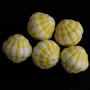 Vintage Austrian Molded Glass &quot;Beehives&quot;. 10mm. Pkg of 10. b11-YO-0326-1