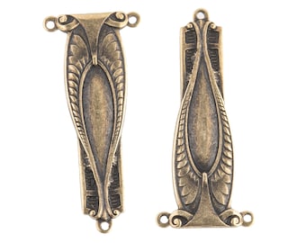 Victorian style oxidized brass connector/ pendant. These are made from antique molds. 35mm. Sold individually. b9-0801