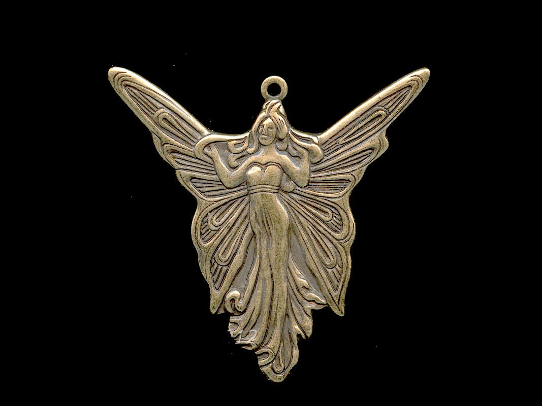 Nude Fairy Charms Right Facing Oxidized Brass (12) 