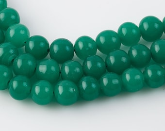Vintage japonés Cherry Brand crisoprasa vidrio verde hecho a mano cuentas redondas. 12 mm. Paquete 15. b11-gr-0952