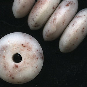 Vintage Czech Faux Granite Rounded Glass Disks. 12x5mm. Pkg of 6. B11-BR-0747