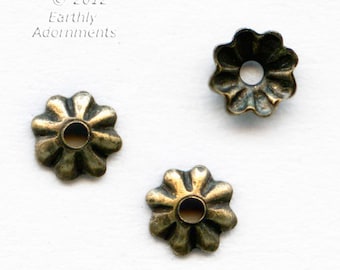 Fluted oxidized brass bead cap 3.5mm. 18 pcs. b9-2418