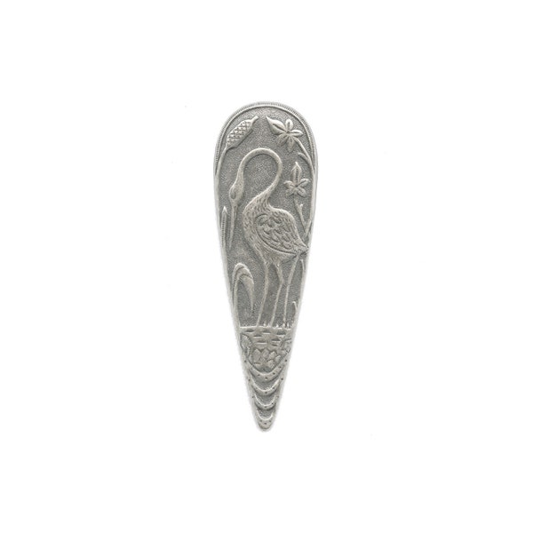 Silver plated brass Aesthetic period style stamped embossed Flamingo. 68x22mm.  1 pc. b9-2210s