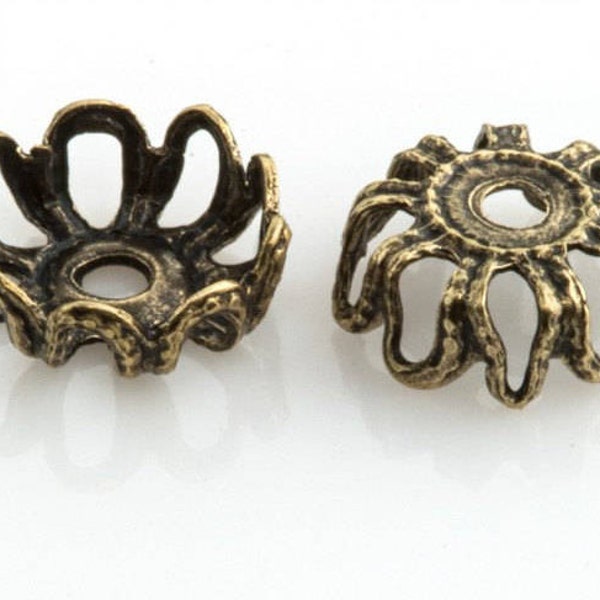 Oxidized brass filigree bead cap 6x3mm  12 pcs. b9-2228