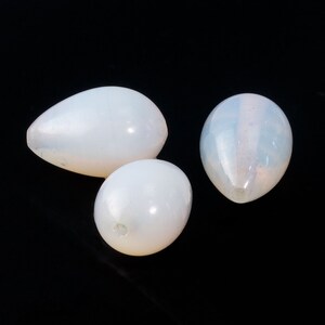 Vintage opal glass teardrop shaped beads, 20x13mm, Japan, pkg of 2. B11-bw-0930