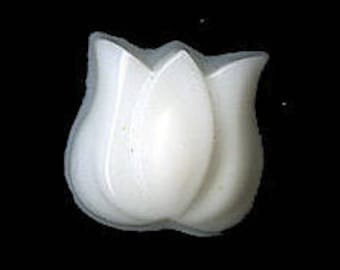 Chalk white opaque glass tulip. 12x12mm. Pkg of 2. b5-428e