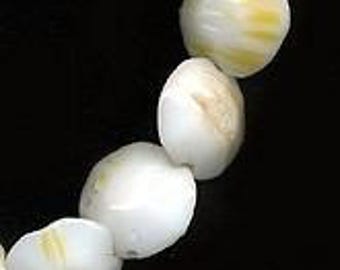 Vintage German Lentil Shaped Glass Bead. 8mm. Pkg of 10. b11-yo-0736