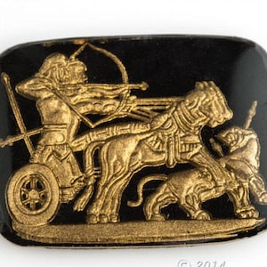 Ancient charioteer with bow and arrow intaglio. 28x22mm. West Germany 1950s. Sold Individually. b5-912