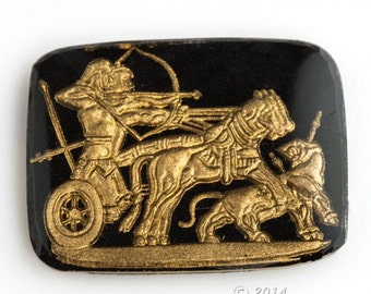 Ancient charioteer with bow and arrow intaglio. 28x22mm. West Germany 1950s. Sold Individually. b5-912