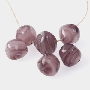 Societa Veneziana Conterie amethyst glass milky swirl givre beads. 15x18mm. Pkg of 4. b11-pp-0822