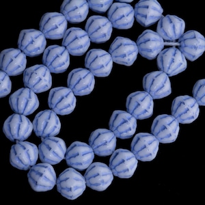 Vintage Austrian Blue and White Molded Glass Bead, 6mm, pkg. of 10.  b11-BL-0442a