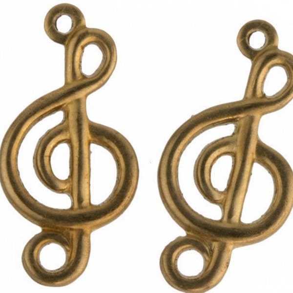 Brass treble clef pendant. 18mm length. Pkg. of 2. b9-0544