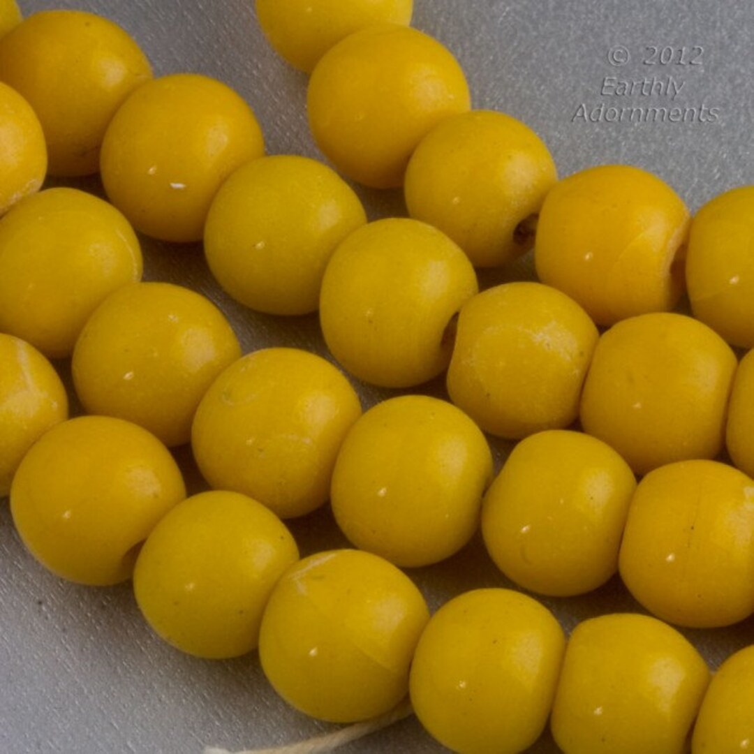 Chinese Peking Glass Beads in an Opaque Mustard 10mm 6 Pcs. Etsy