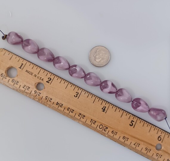 Vintage Amethyst Givre Glass Pinched Nuggets. 15x10mm. Pkg of 4
