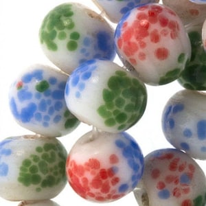Chinese wound glass crumb beads. 14mm round. Pkg of 5. b11-mi-0073