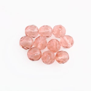 Vintage Rose Pink Faceted Glass Beads. 8mm. Pkg of 10. b11-pp-0592