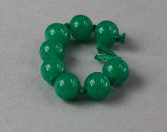 Cuentas de vidrio japonesas vintage translúcidas, moteadas en verde, de 10 mm. 8 piezas. b11-gr-2052
