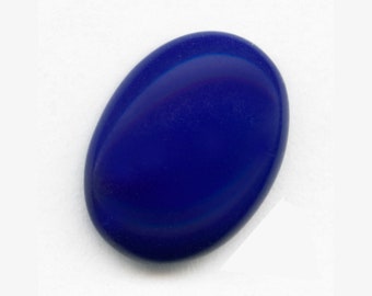 Vintage West German lapis blue oval glass cabochon 16x11mm. Package of 4. b5-903