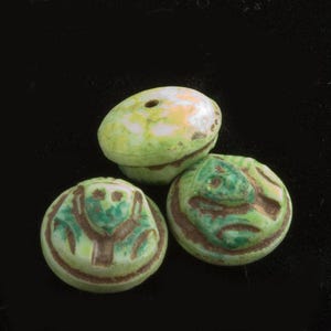 King Tut Round Glass Cabochons or Buttons. Czech. 10mm. 2 pcs. b5-466-Earthly Adornments