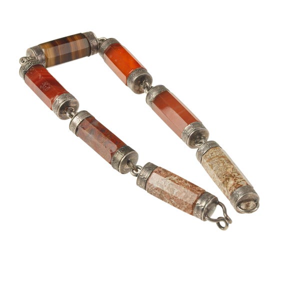Victorian Scottish Hexagonal agate gemstone brace… - image 3