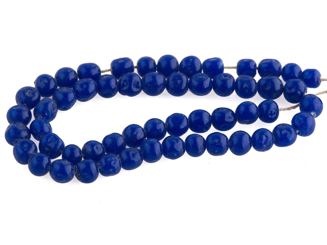 Vintage Japanese Cobalt Blue Dimpled Glass Rounds. 5mm. Pkg of 50. B11 ...