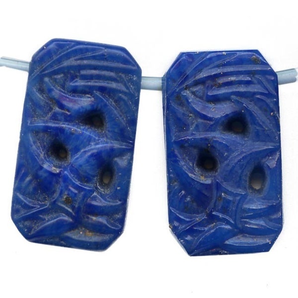 1920s Gablonz molded lapis glass pendants. 11x20mm. Pkg of 4. b11-bl-2005