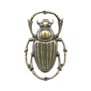Oxidized brass Egyptian Revival style scarab stamping. 43x28mm sold individually. b9-2230