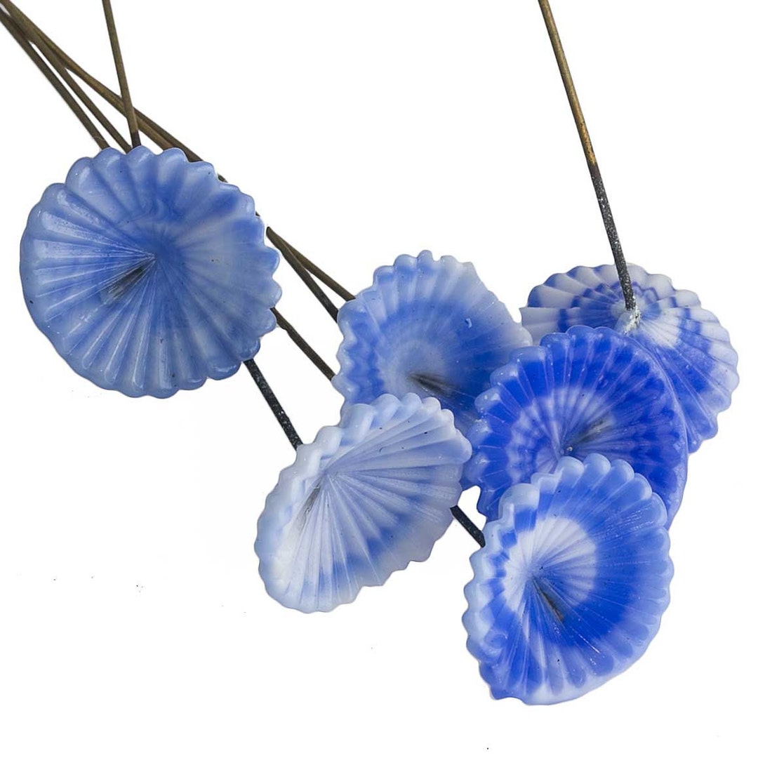 Vintage Cherry Brand Japanese Blue and White Glass Flowers on Wire