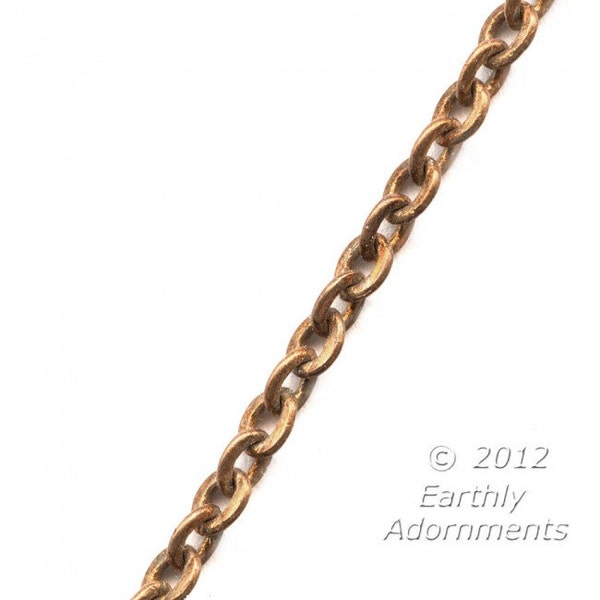 Vintage fine red brass cable chain. 1.5mm. Sold by the foot. b12-chn538