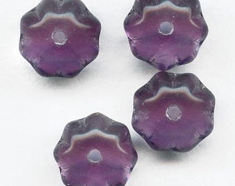 Vintage amethyst glass flower bead. 5x8mm. Pkg 12. b11-pp-0998