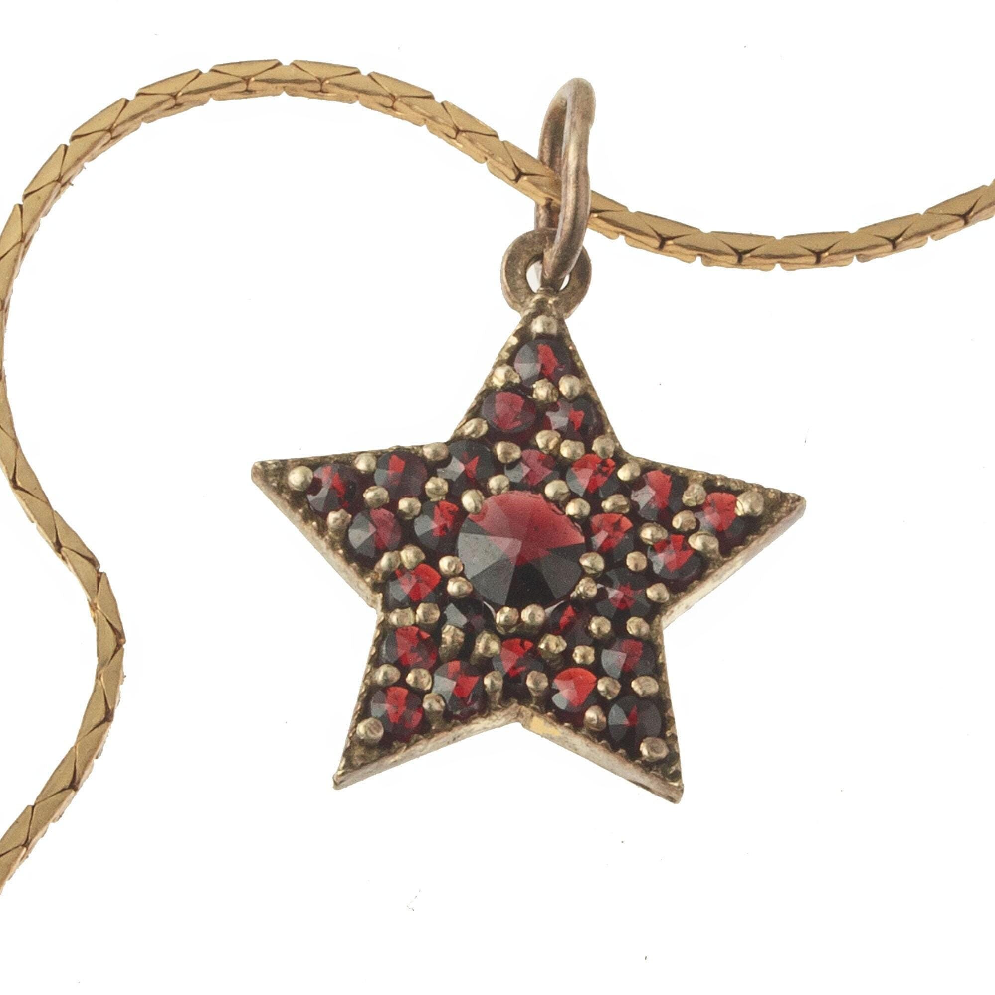 Pendentif Rouge Grenats Bohème Sur Vermeil – Bijou Vintage Joaillerie Réf. N7617