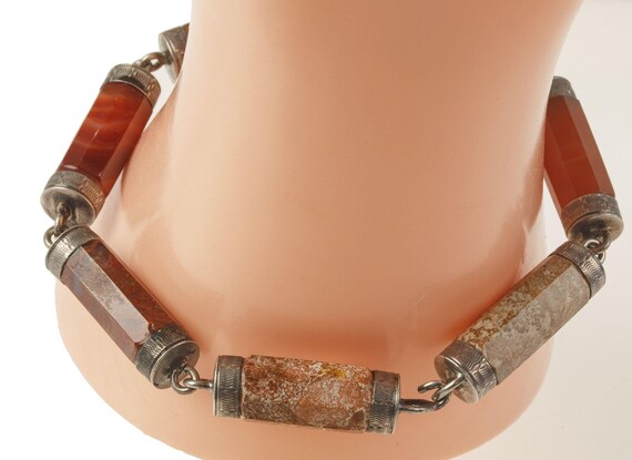 Victorian Scottish Hexagonal agate gemstone brace… - image 5
