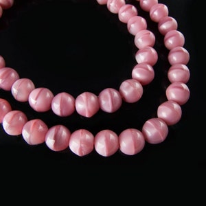 Vintage rose opal rounds with stripe, Czechoslovakia 6mm. Package of 25. b11-pp-1029