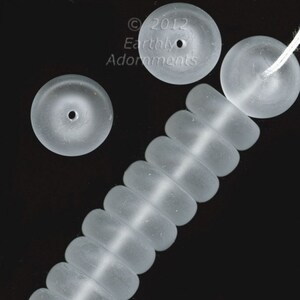 Vintage frosted matte crystal glass disk shaped beads Czechoslovakia 14x5mm 6 pcs. b11-cr-0868