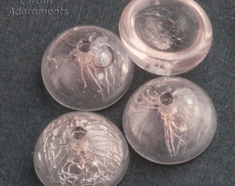 Vintage West German lavender rose crackle glass caps, 5x9mm. Package of 20. b11-pp-1213