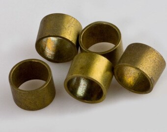 Solid brass cylinder spacers, 5mm x 7mm. Package of 12. b18-0389