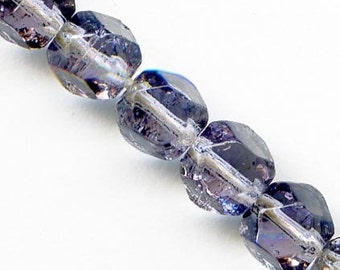 Vintage Czech English cut 5mm amethyst bead strand of 50. b11-pp-0990