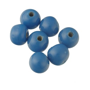 Perle di vetro di Pechino blu opaco cinese da 11 mm. Confezione da 4. b11-bl-2180